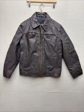 Marc New York | Andrew marc XL Men's Brown Leather Zip-Front Jacket